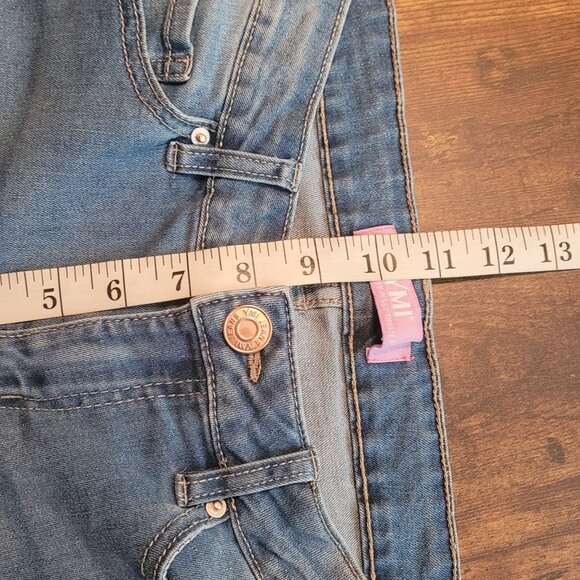 YMI Jeans Size 28 Flare Low Rise Raw Hem Ripped Medium Wash Stretch Western Boho - Picture 6 of 9